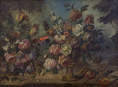 Flowers on a Ledge by Unbekannt Unbekannt